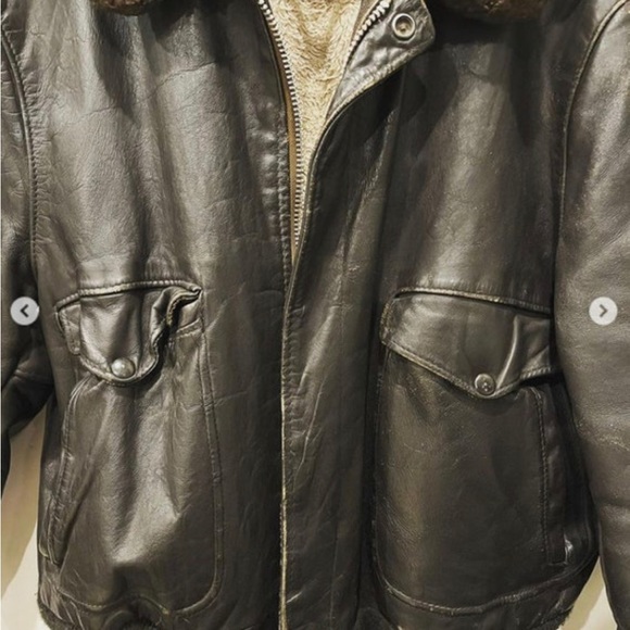 Vintage 80’s Schott Sherpa/ Leather Bomber Jacket - Fits Men’s Large - Picture 3 of 5